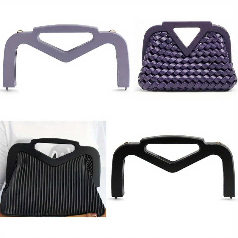 1PC 25cm V-Förmigen Tasche Holzgriff Passenden Schloss Nähen Ständer frauen Tasche Handgelenk Tasche Holzgriff DIY Brieftasche Machen