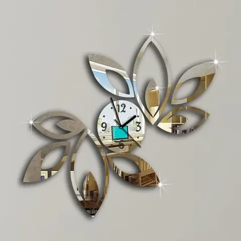 2019 벽시계 홈 데코 멀티 컬러 나뭇잎 아크릴 미러 디자인, 3D 시계 거실, 독특한 선물, 핫 세일 Best5