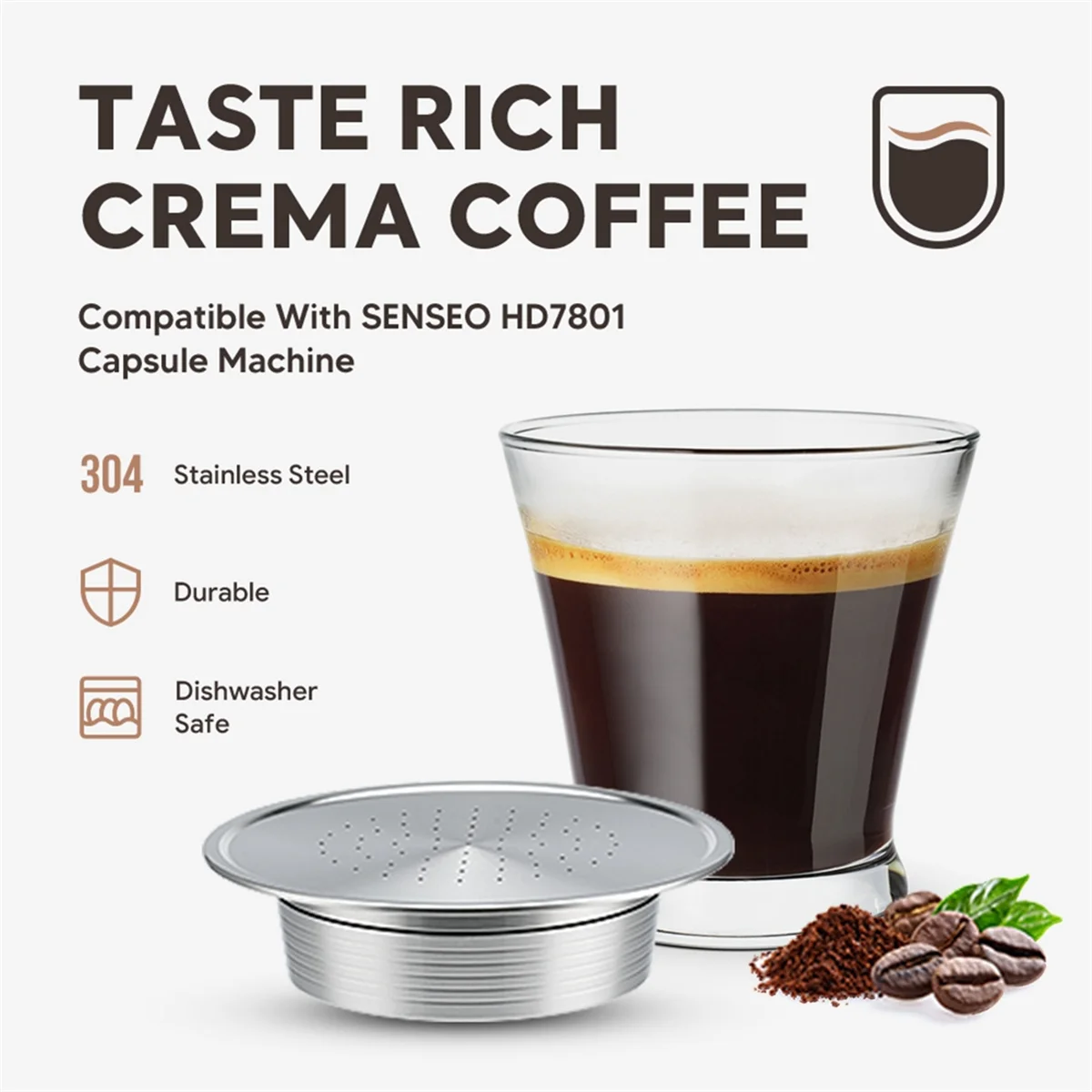 Cápsula de café reutilizável premium + colher inoxidável para philips senseo hd7801 máquina de cápsula de café recarregável cápsulas máquina de café expresso