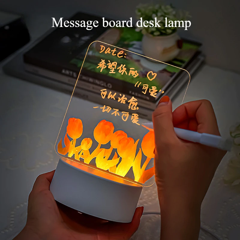 

Creative New LED Luminous Desk Lamp Note Board Memo Message Board Can Wipe Bedroom Bedside Lamp