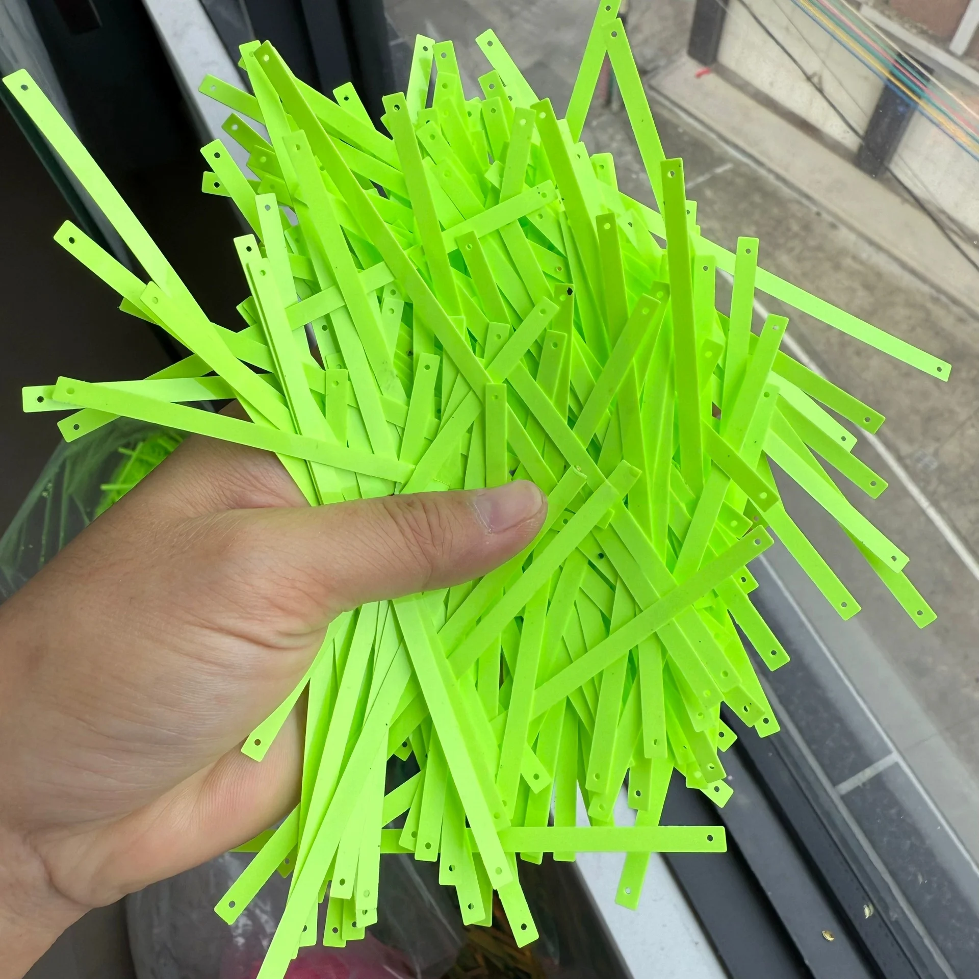 50 جرام 4x100 مللي متر الذهب الفضة لامع شرائط ضيقة Spangles لأداء زي فضفاض الترتر 2 حفرة طويلة مستطيل الترتر #3