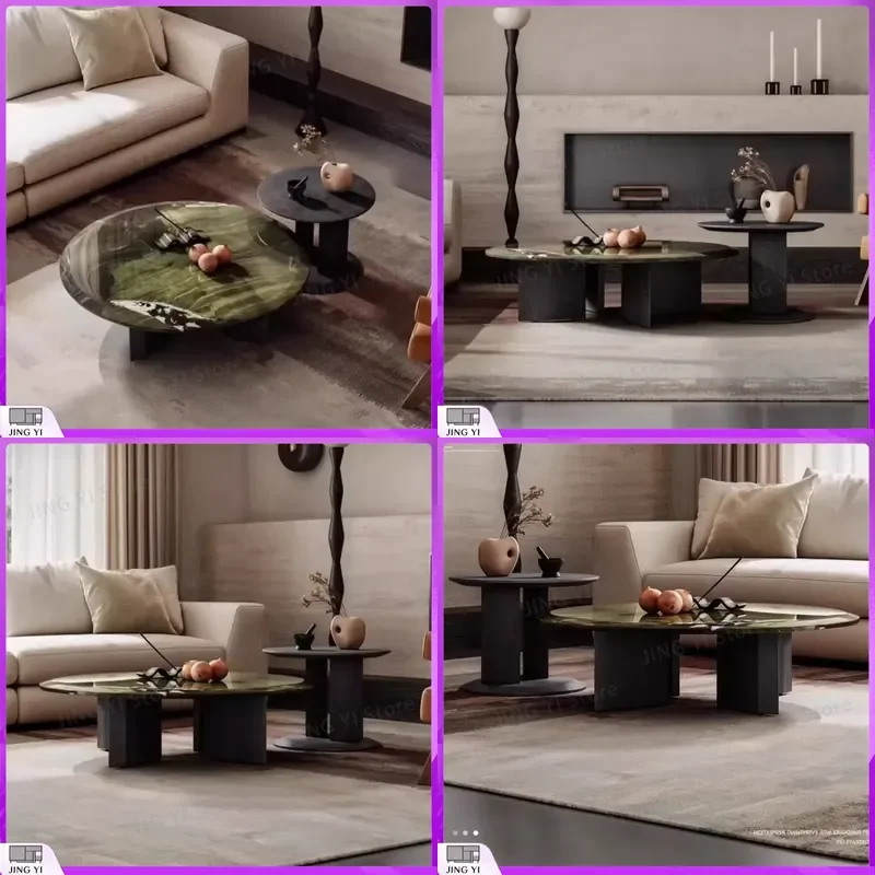 Italian Minimalist Marble Coffee Table Round Living Room Side Table Small Designer Stolik Kawowy Table for Home Office Study