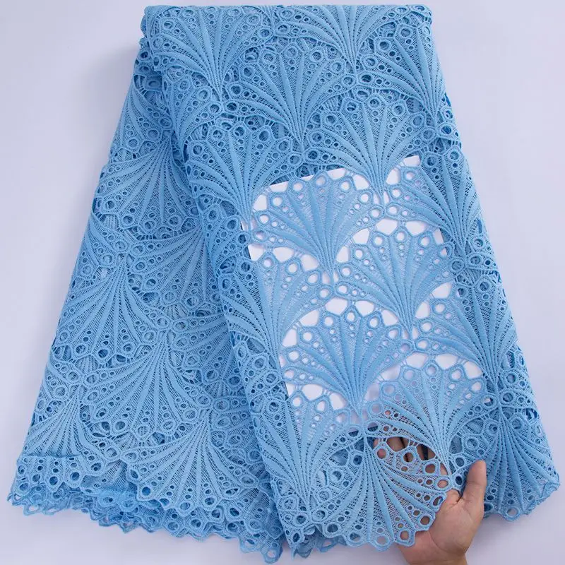 Pure White Nigerian Lace Fabric 2023 High Quality African Lace Fabric French Water Soluble Net Lace Fabric For Prom Dress S1799