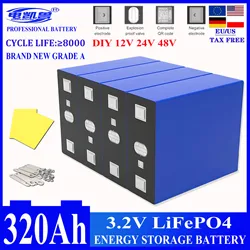 320Ah 3.2V  Lifepo4 8000 CYCLE Rechargeable Battery Lithium Iron Phosphate Cell 12v 24v Travel Solar Campers batteries GRADE A