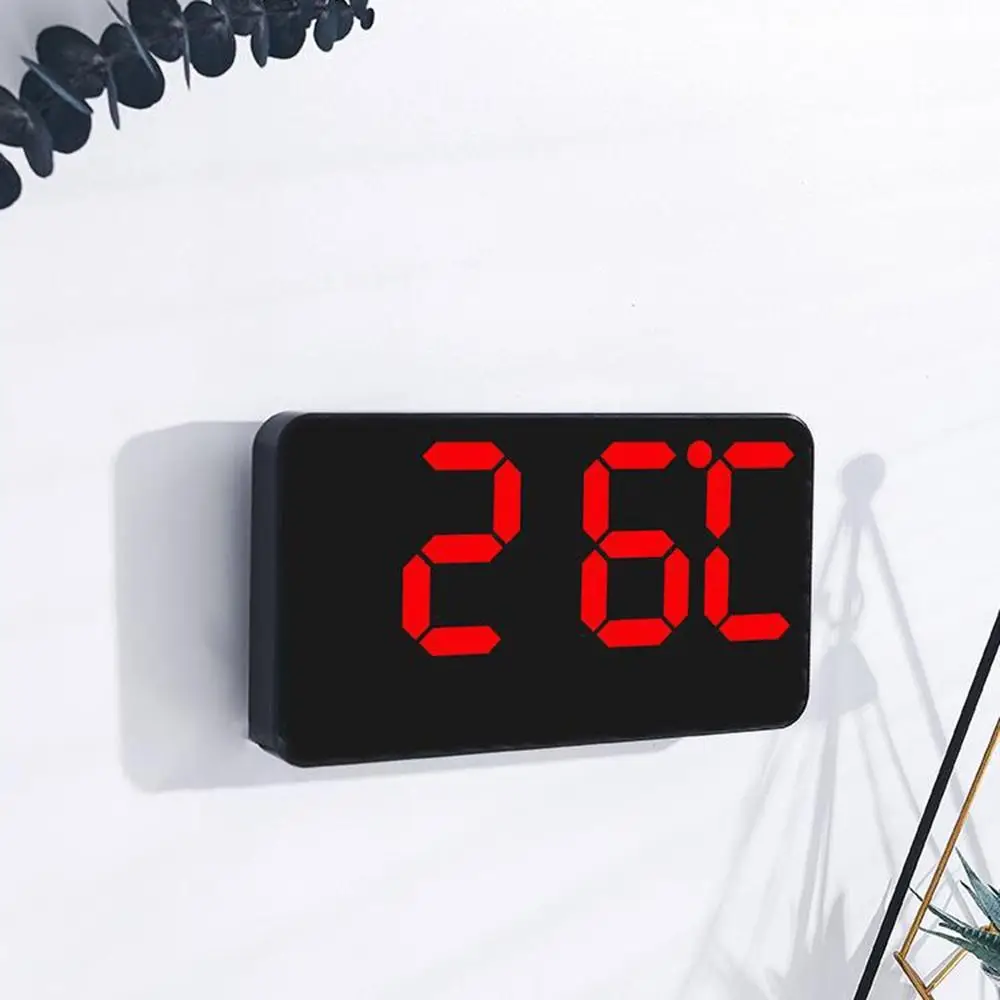 Temperature/Date Display Electronic Wall Clock Dual Alarms DST Function Wall-mounted Clock 3 Levels Brightness Sound Wake Up