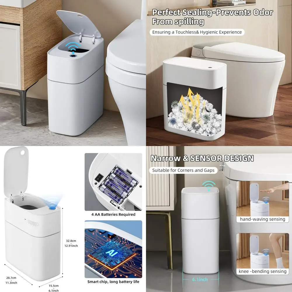 

Touchless 3.5 Gallon Trash Can with Auto-Bagging, Slim Design for Home and Office Use