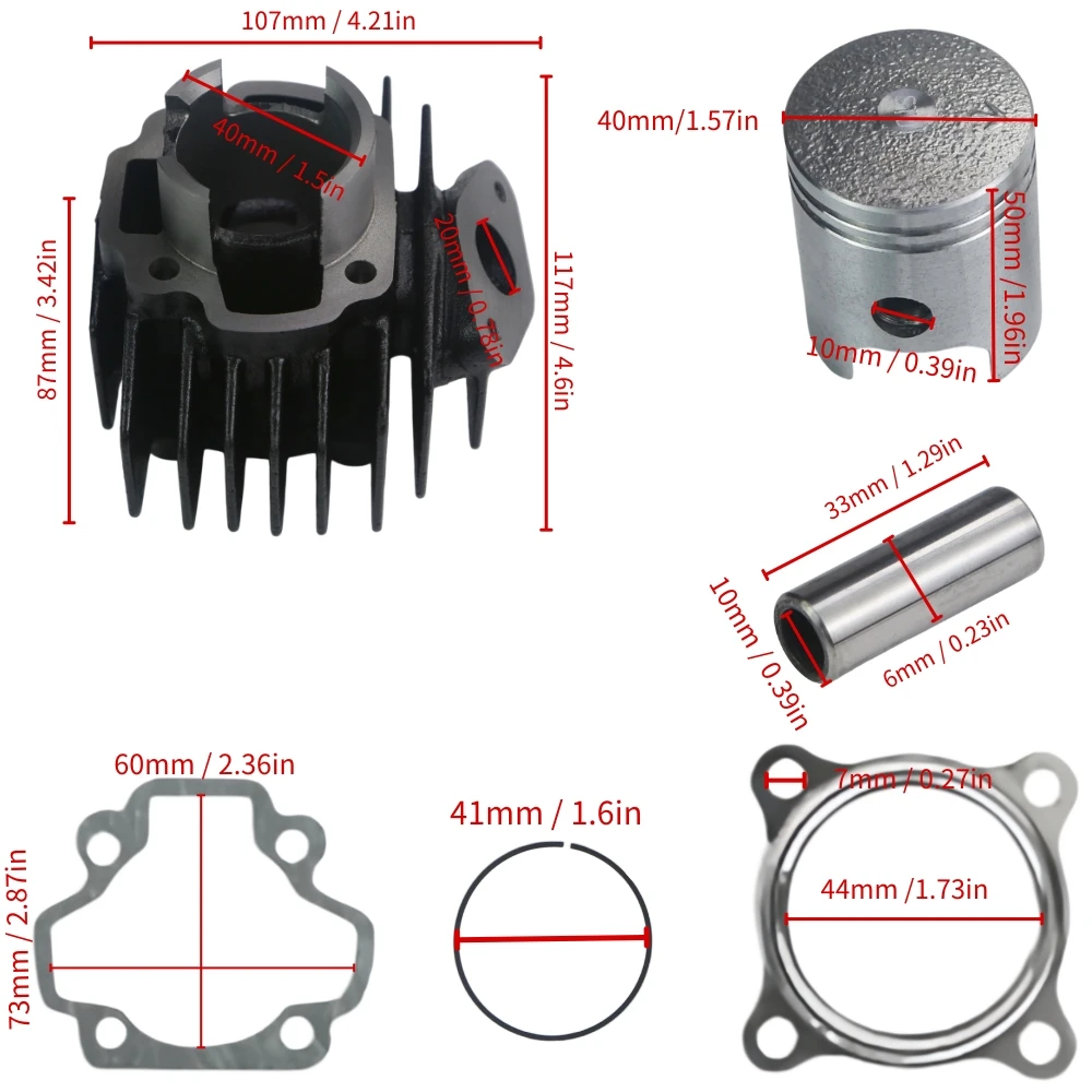 PW50 40mm Bore Cylinder Kit For Yamaha PW50 50cc Dirt Bike Engine Replacement Parts view 6