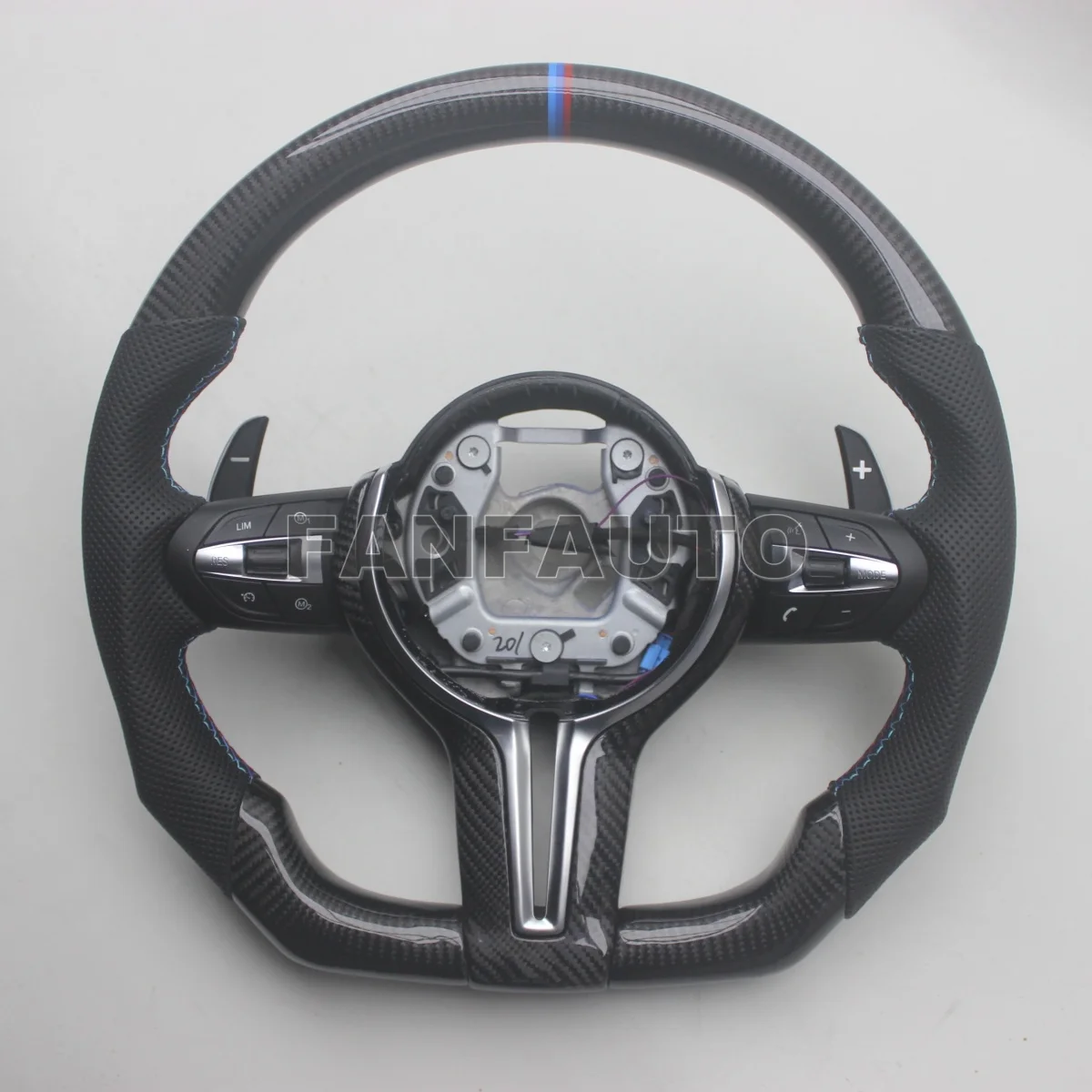 Custom Replacement for BMW 1 2 3 4 5 6 7 Series X1 X2 X3 X4 X5 X6 Real Carbon Fiber Steering Wheel with Leather