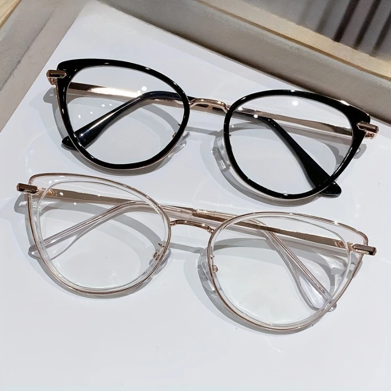 

2PCS New Cat Eye Metal Frame Reading Glasses Suitable for Daily Office Use by Men and Women