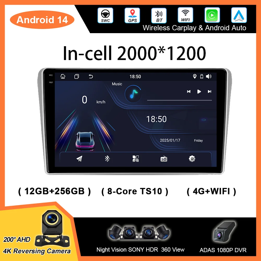 

Автомобильный радиоприемник Android 14 для Toyota Avensis T250 2 II 2003-2009, автоплеер, мультимедийный GPS-навигатор, головное устройство NO 2Din DVD
