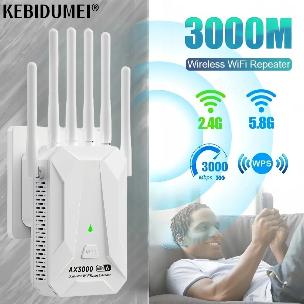 

Wi-Fi повторитель беспроводной маршрутизатор 3000 Мбит/с высокая 6 антенна сетевой усилитель повторитель крышка сигнала расширитель диапазона сигнала Wi-Fi усилитель