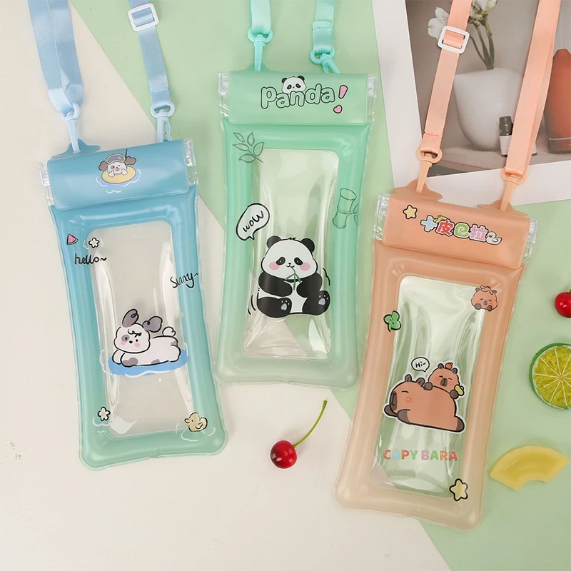 사랑스러운 카피바라 방수 폰 파우치 7.2인치 범용 만화 에어백 보호대