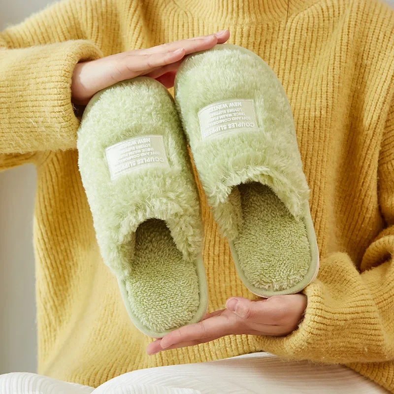 Men's cotton slippers in autumn and winter  indoor anti-skid home plush warm couple floor slippers for women in winter