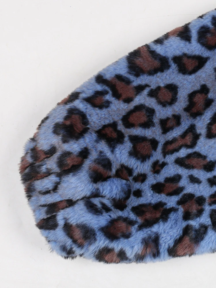 Nerazzurri-abrigo de piel sintética con estampado de leopardo para mujer, chaqueta gruesa y cálida de gran tamaño con cuello alto y cremallera,