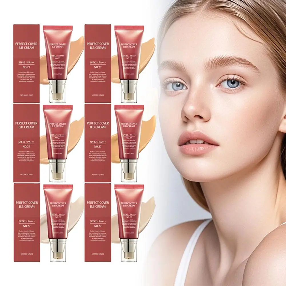 BB Cream Colorido Hidratante Fundação Maquiagem para Círculos Escuros Linhas Finas FPS 42 PA +++ para Rosto Cobertura Completa Corretivo Líquido