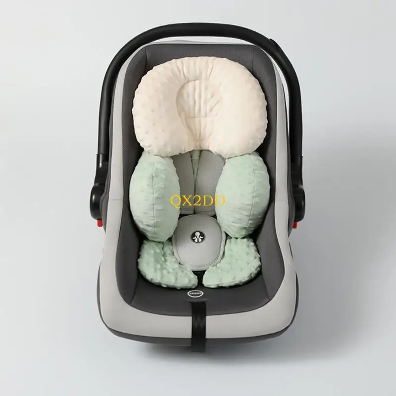 QX2D Baby Car Cushion Insert Provide Comfortable Head and Body Support for Infants with Matching Detachable Headrest