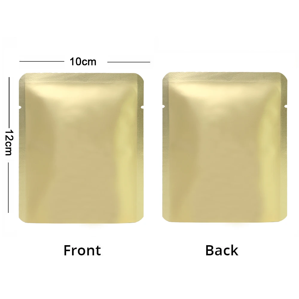 10x12cm Matte Gold 30g Coffee Beans Food Vacuum Bag Open Top Heat Sealing  Smell Proof Flat  Aluminum Foil Small Mylar Bags