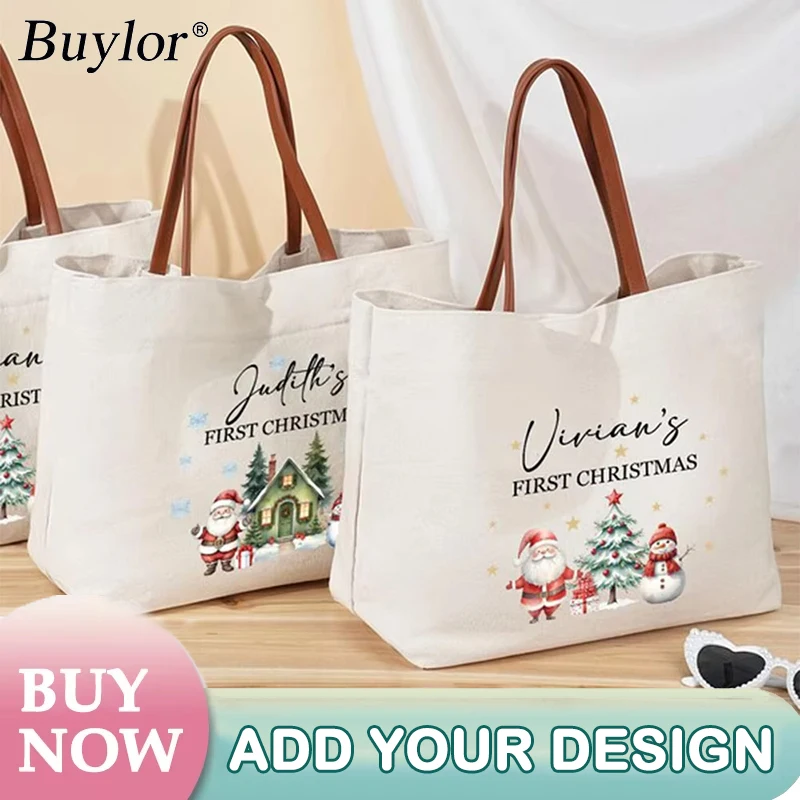 

Buylor Custom Canvas Tote Bag Personalized Canvas Bag Perfect Gift Shoulder Shopping Bag Large Capacity Handbag for Travel Work