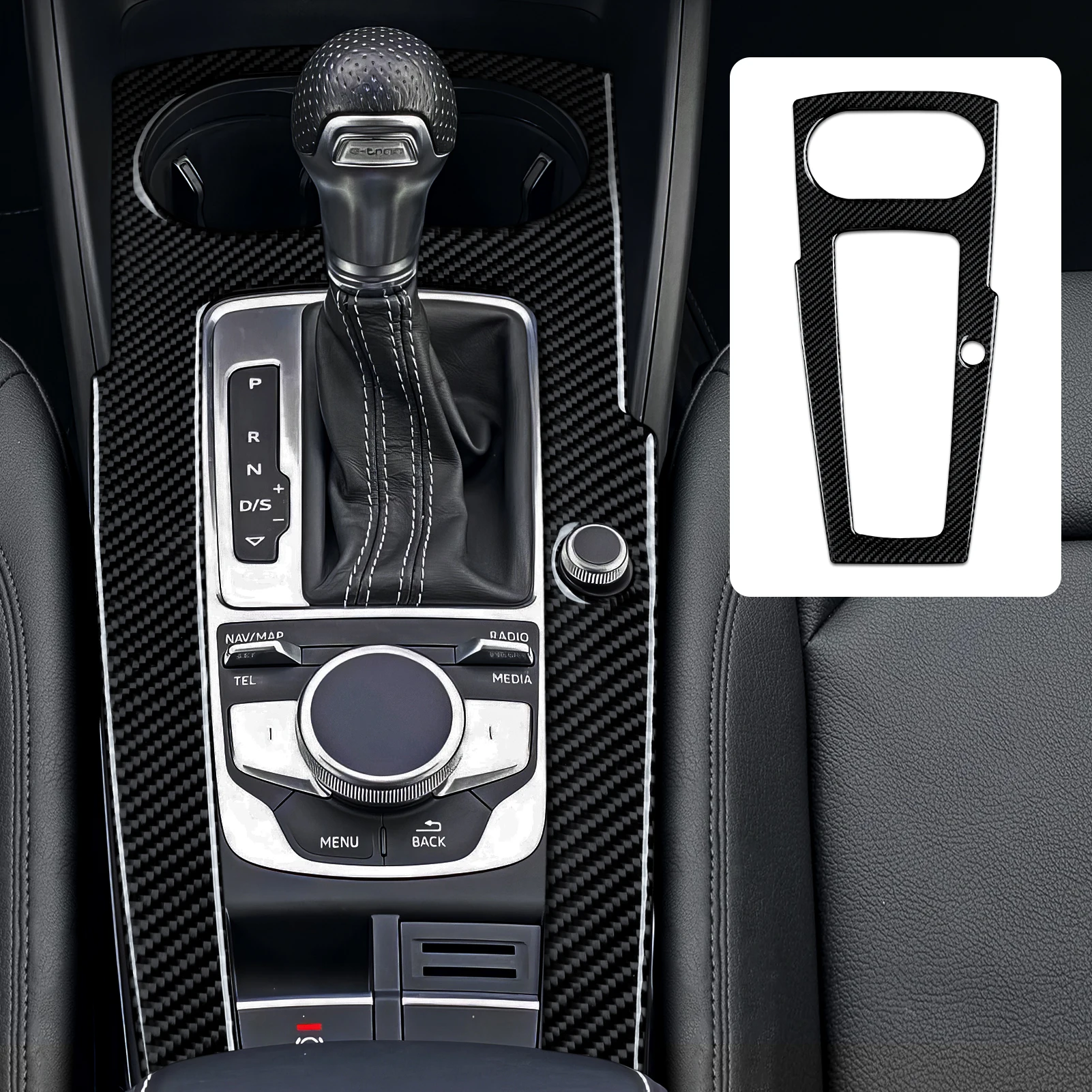Für Audi A3 S3 RS3 8V (2013-2020) Kohlefaser-Innenaufkleber, seitlicher Luftauslass, dekorativer Streifen, Autoverkleidungszubehör