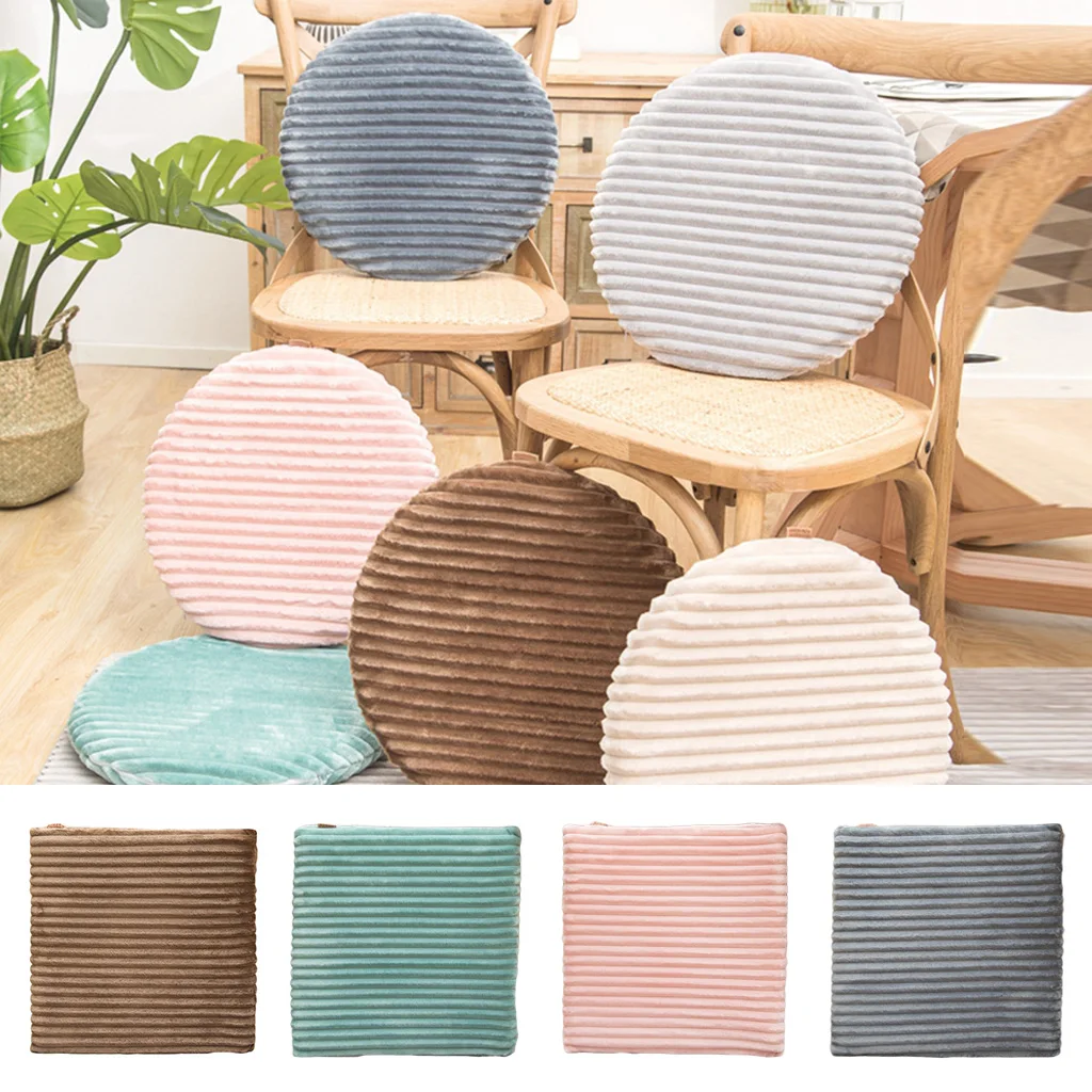 

40cm Round / Square Bar Stool Cushion Cover Simple Solid Color Flannel Velvet Cahir Seat Protector Cover Nordic Style Home Decor