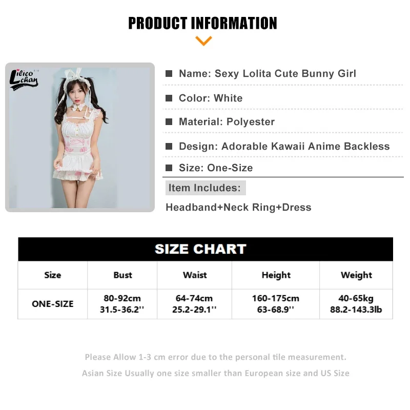 Lolita cute women anime sexy bunny girl backless bandage maid dress ruffles kawaii cosplay costumes cows lovely temporatation Ne