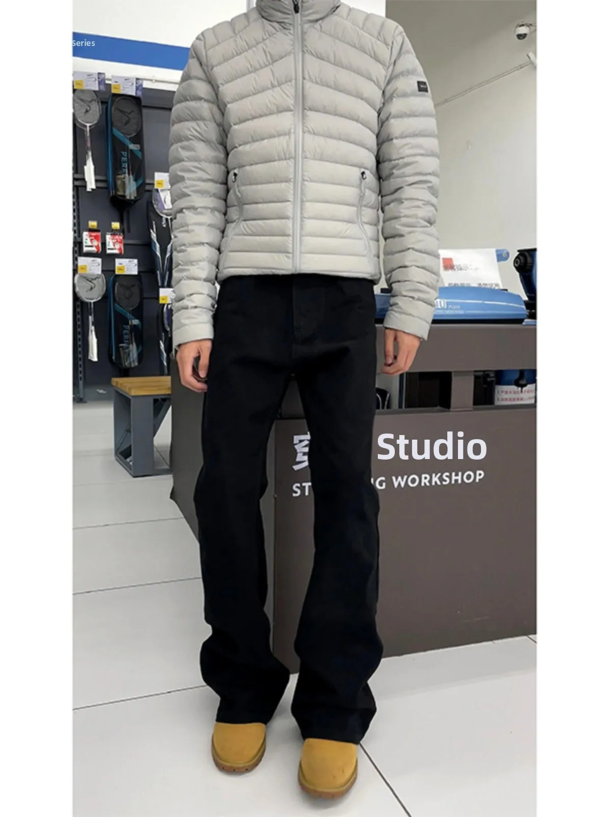 

Pure Bla Fce Lined Stretch Denim Jeans Men's High Street Sle Slimming Cleanfit Trousers Winter Youth Faion Straight Leg