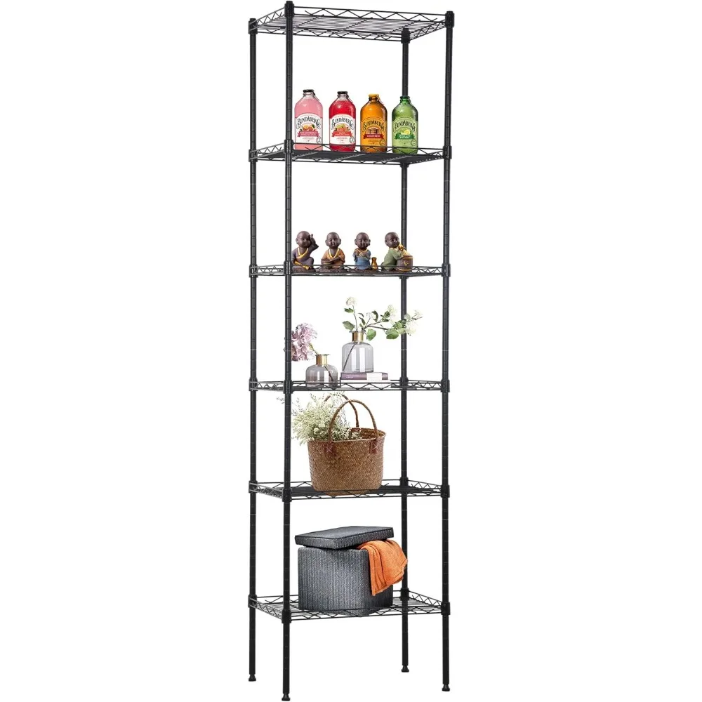 

6 Tier Wire Shelving 17L x 12W x 64H Pantry Shelves Storage Rack Shelving Units Adjustable Metal Shelves