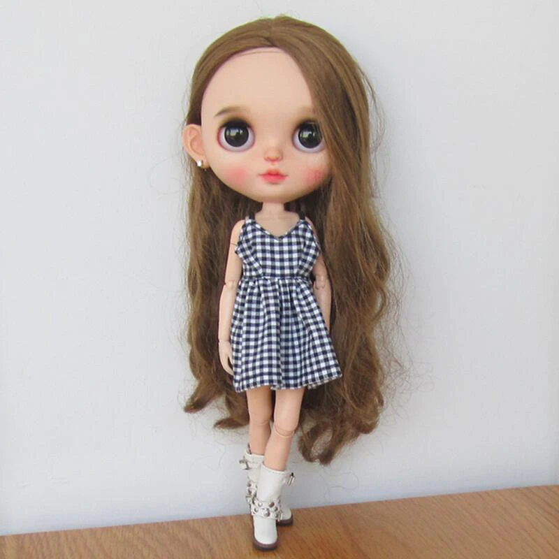 New Handmade Blyth Clothes Suspender Mini Dress Fashion Sleeveless Plaid Skirt for Barbie Blythe OB24 1/6 Doll Accessories