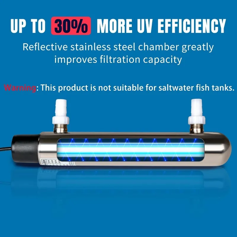 Clarifier for Koi Pond Small Pool Filter Cold Plunge UVC Light Stainless Steel Ultraviolet Green Ki