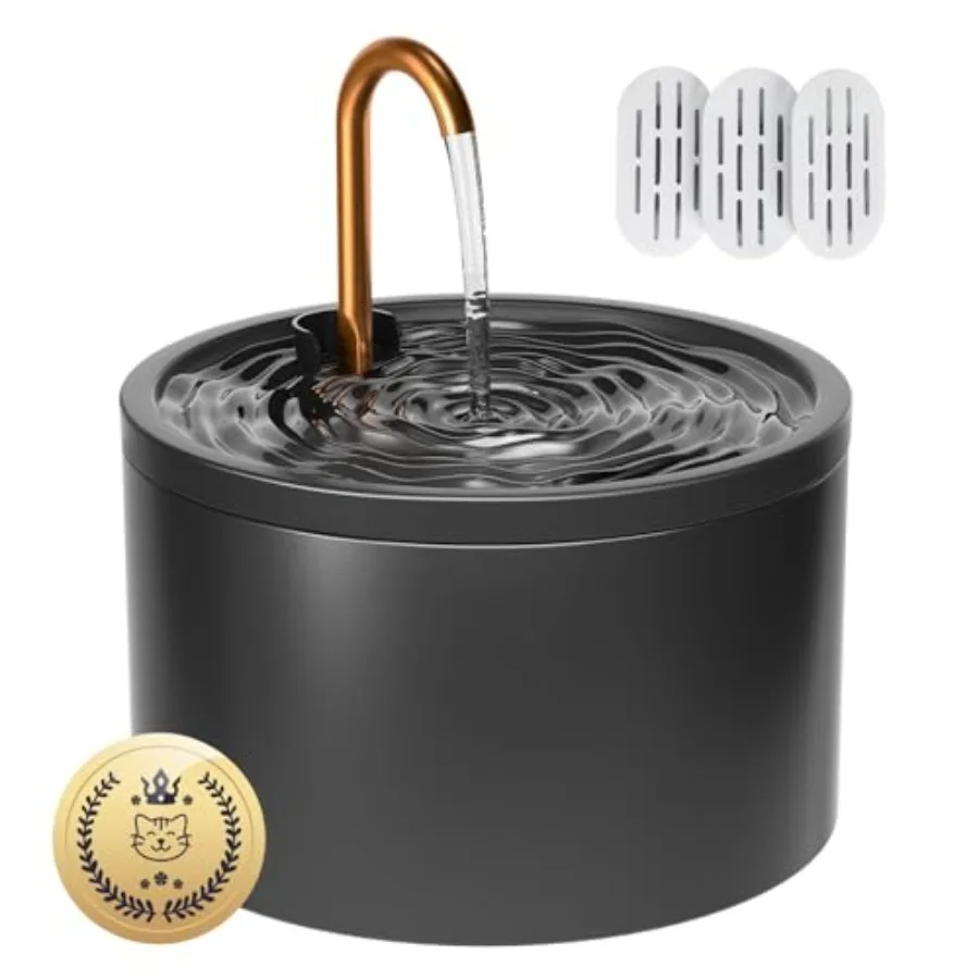 

Ceramic Cat Water Fountain - 2.1L/71oz - All-Ceramic Body Pure Copper Water Spout - Non-Toxic - Automatic Pet Drinking Fountain