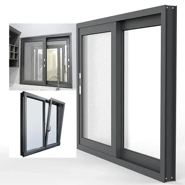 Popular Nice Design Aluminum Frame Sliding Glass Window Thermal Break Aluminium Double Glazed Insulated Window