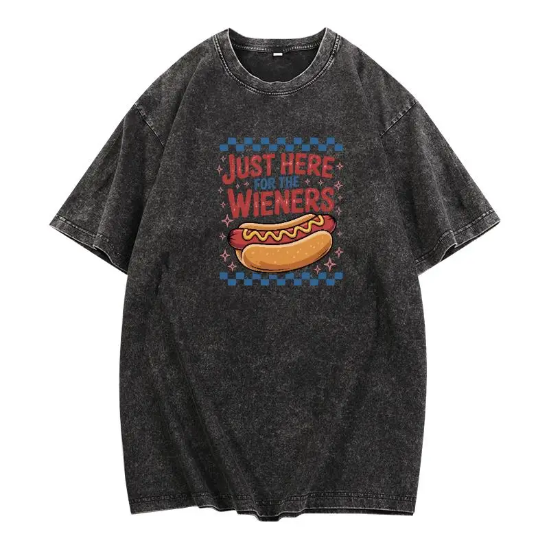

Funny Hot Dog Graphic Tee American Streetwear Retro Slogan