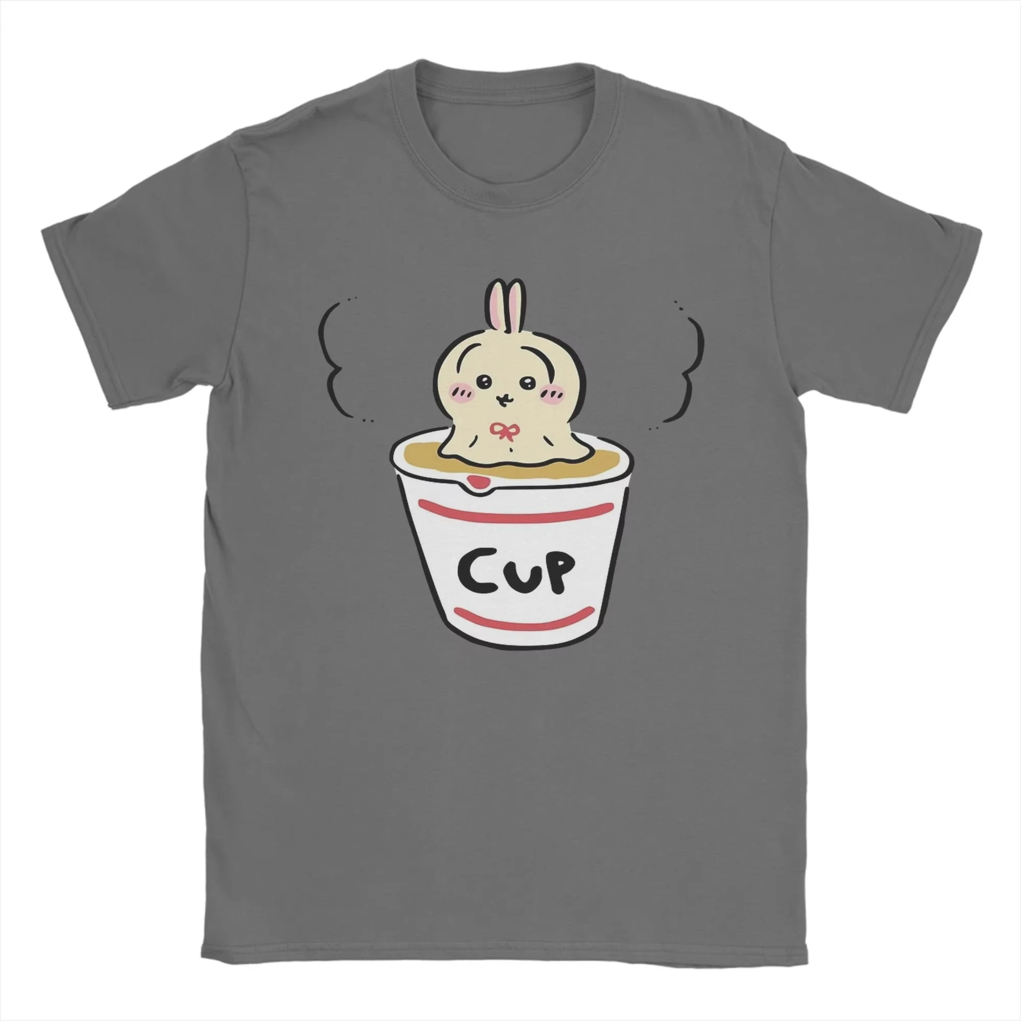 Hipster Usagi in Cup Instant Noodle Chiikawas T-Shirt Men Round Collar 100% Cotton T Shirt Short Sleeve Tees Gift Idea Tops