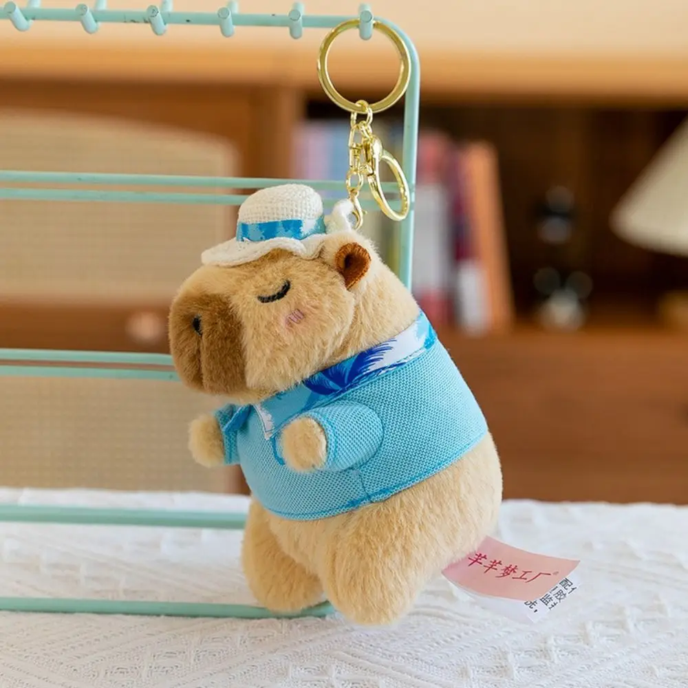 Plush Doll Cartoon Capybara Pendant Cartoon Funny Capybara Plush Keychain Cute 12cm Stuffed Plush Toys Key Ring Backpack Decor