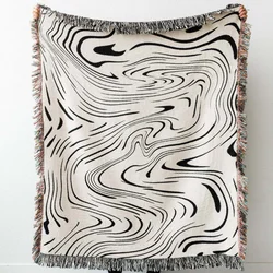 Manta textil con patrón de olas de agua negra para el hogar, tapiz de decoración, estilo americano, sofá Rural, 130x160