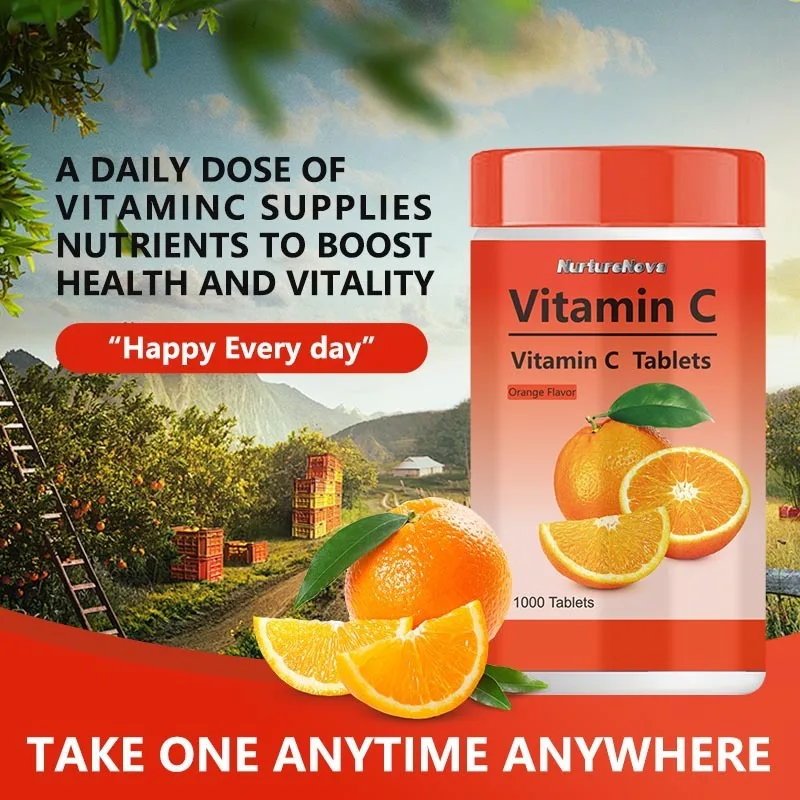 

Orange Flavor Vitamin C Chewable Tablets Premium Pure Formula Essential Immune Health Care