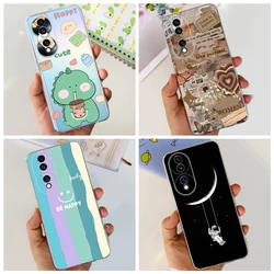 For Honor 70 5G Phone Case FNE-NX9 6.67 inch Transparent Soft TPU Silicone Bumper Shell On Huawei Honor70 Dinosaur Smiling Face
