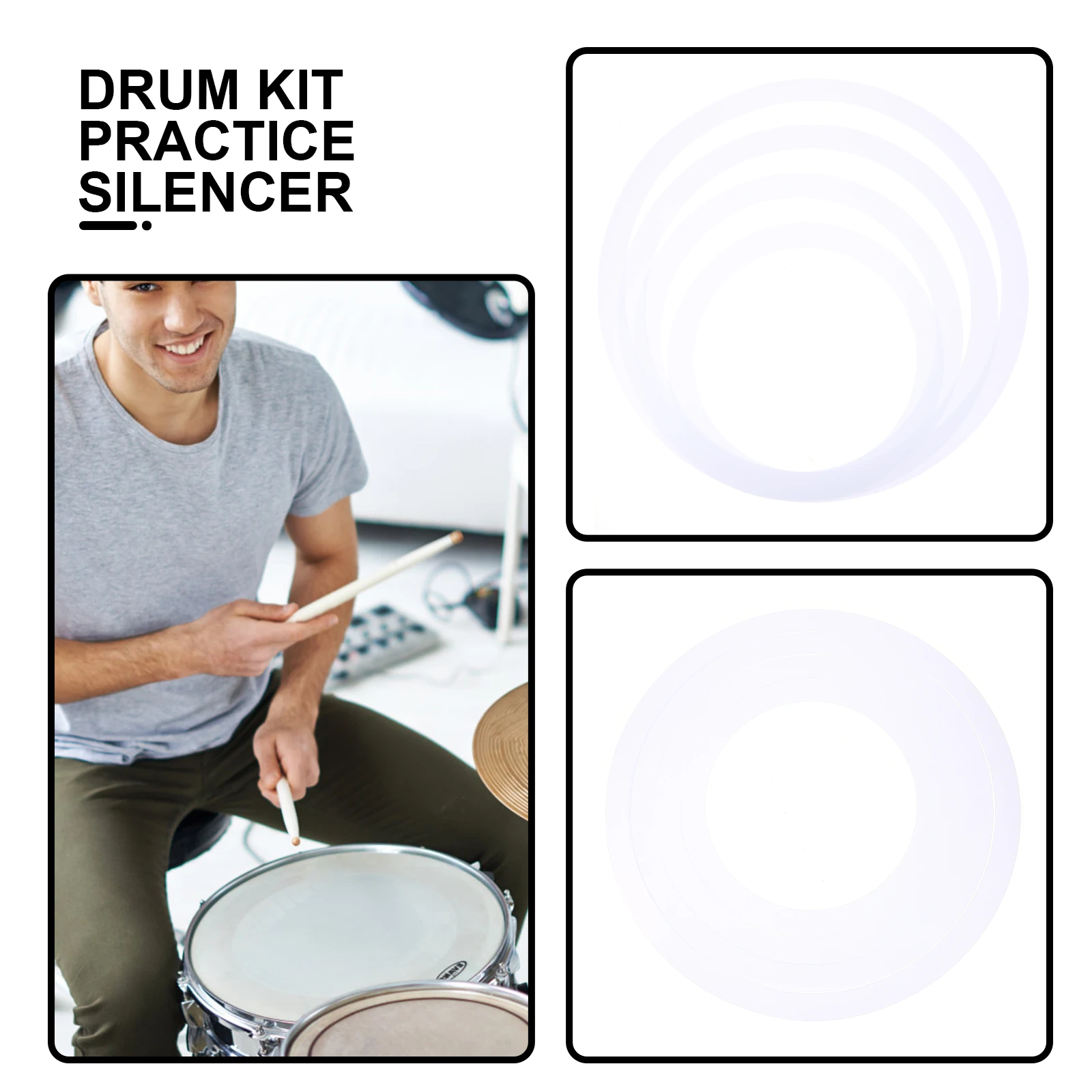 

4pcs Snare Durable Drum Practice Mute Ring For Drum Kit Percussion Accessories Tone Control Easy Carry