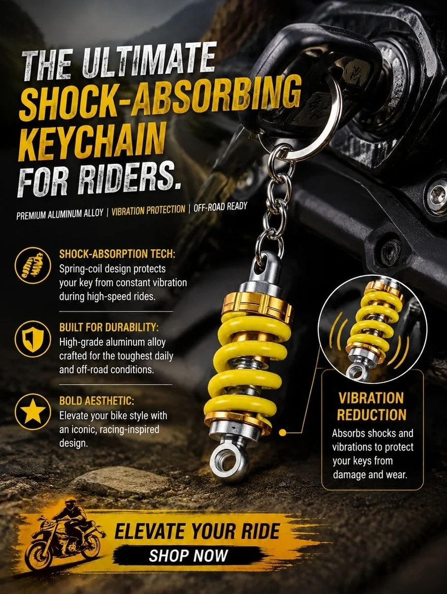 Motorcycle Shock Absorber Keychain Aluminum Alloy Spring Coil Pendant Shock Reduction Off-Road Motorbike Accessories
