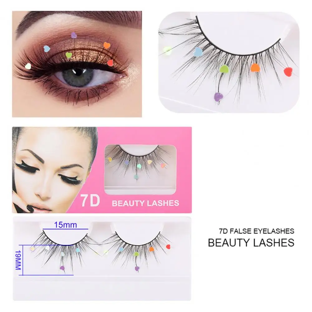 1 Pair Sequin False Eyelashes Natural Curl Reusable Handmade Christmas Party 3D Faux Mink Eyelash Makeup Accessories