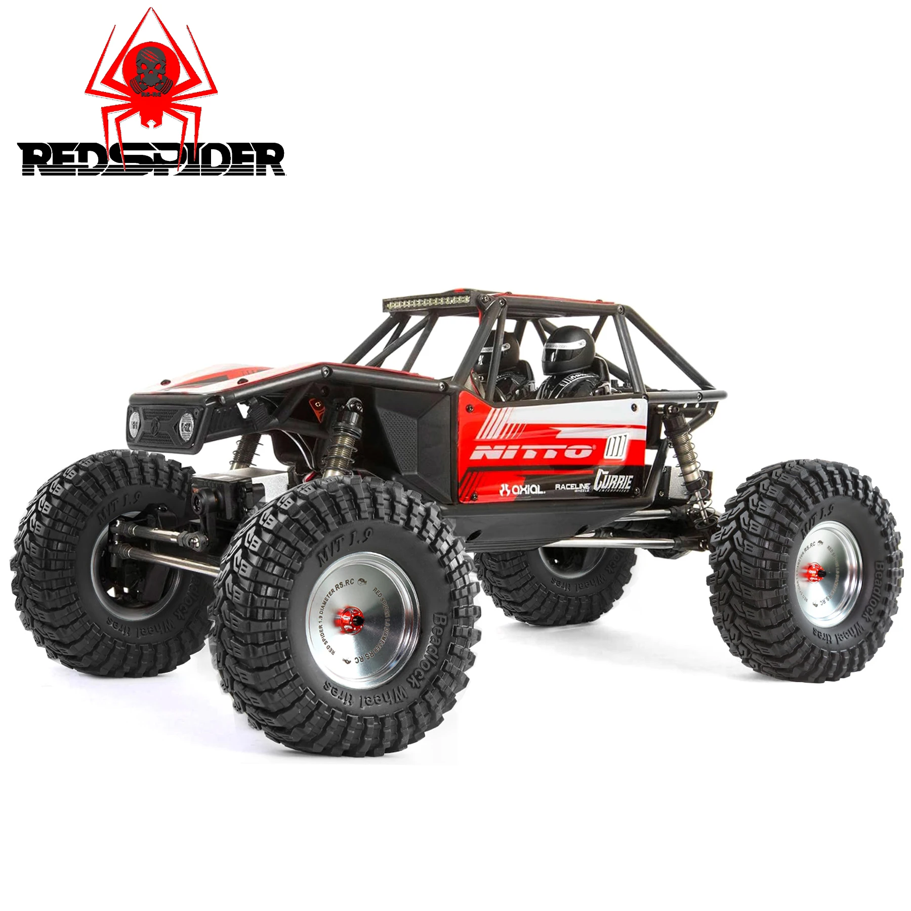 RED SPIDER 1.9 inch Rubber Beadlock Wheel Tires w/ Sponge for Axial AXI03004 Capra 1/10 RC Car Monster Truck Upgrade Parts