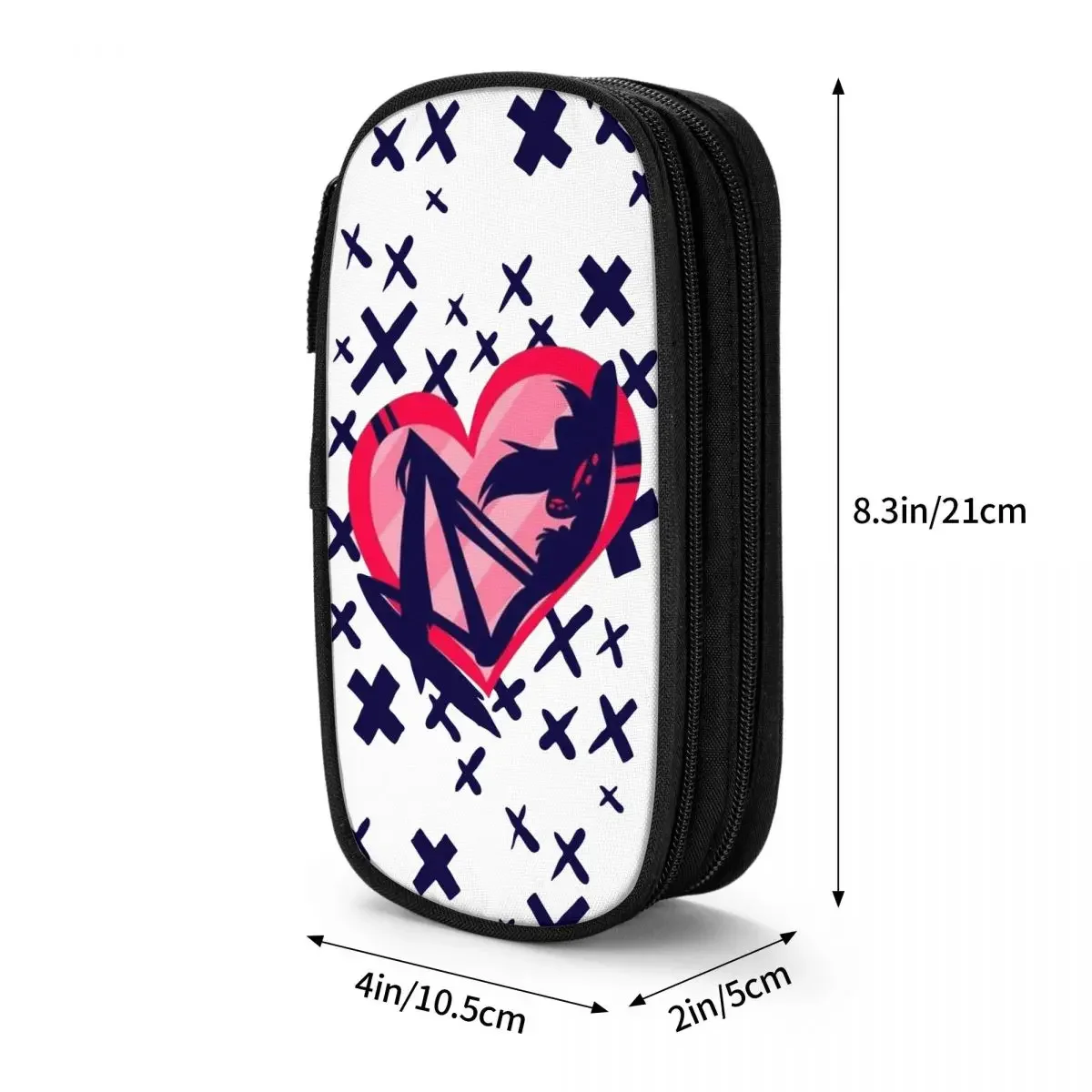 Helluva Boss Love Heart مقلمة أنيمي قلم رصاص الحقيبة حامل قلم أطفال حقيبة تخزين كبيرة الطلاب مدرسة مستحضرات التجميل القرطاسية