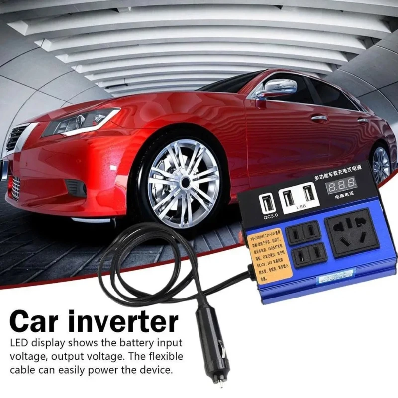 Multifunction Intelligent Vehicle Car Power Converter 12V/24V To 110V/220V, 1500W Inverter With Multiple Safety DropShipping