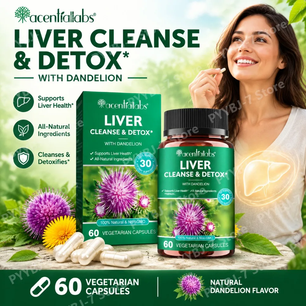 Liver Cleanse Detox Capsules with Milk Thistle Berberine Turmeric Herbal Liver Support Formula for Immune & Intestinal 60 Ct