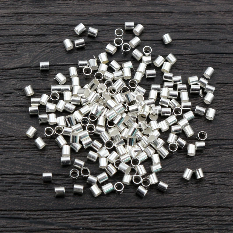 500pcs 1.5 2.0 millimetri Oro Argento di Colore Del Tubo Crimp End Beads Stopper Branelli Del Distanziatore Per La Collana DIY Monili Che Fanno I