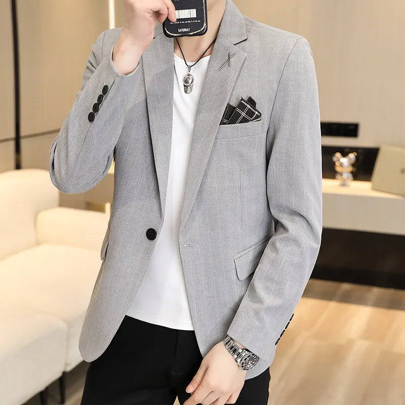 

Sli Slim Fit Men's Busin Casual Korean Faion Small Western Coat Lightweight Versatile Suit Outerwear for All Seasons