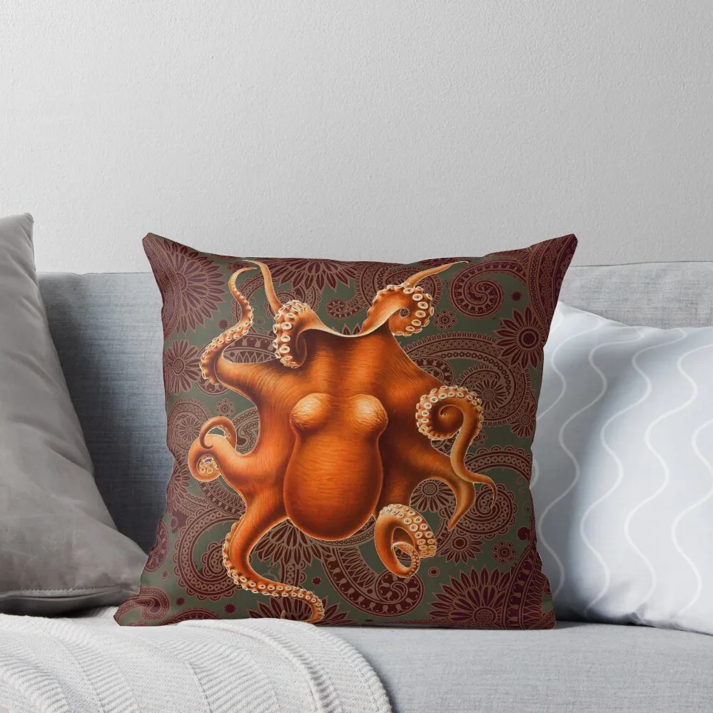 Octopus Vintage Drawing antique ocean animal squid kraken Throw Pillow christmas decorations for home 2024 Pillow Decor pillow