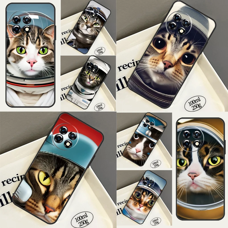 Space Kitty Cat Adventures Case For Oneplus 11 8 9 10 Pro Ace 8T 10T Oneplus Nord 2T N10 N20 CE 2 3 Lite Cover Shell