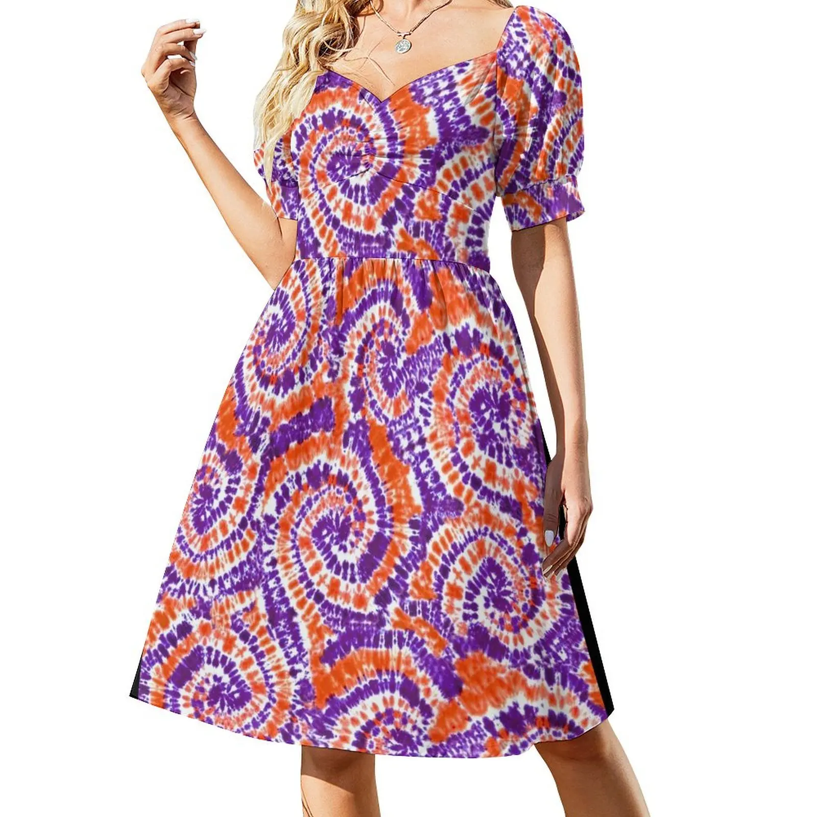 

orange and purple tie dye Short Sleeved Dress women's clothing summer 2025 novelties elegant and pretty women's dresses Dress