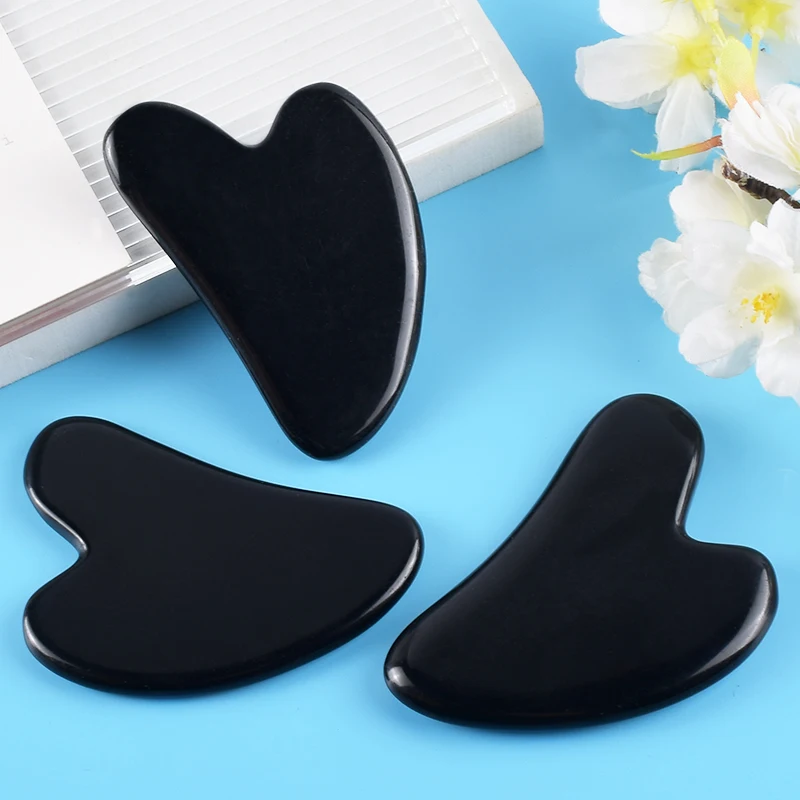 

Gua Sha Facial Tools Black Guasha Tool Gua Sha Jade Stone for Face Skincare Facial Body Tensions Reduce Puffiness Festive Gifts